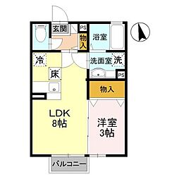 ブルーバウム 1LDKの間取図画像