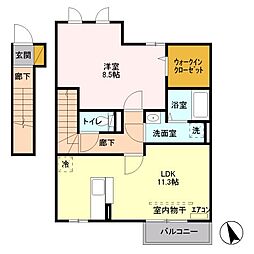 モンビラージュA 1LDKの間取図画像