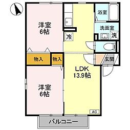 サントルヴィルけやき 2LDKの間取図画像