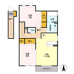 ルーナ・プレーナB 2LDKの間取図画像