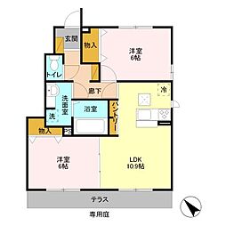 ブランドールA 2LDKの間取図画像