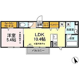 ソッリーゾA 1LDKの間取図画像