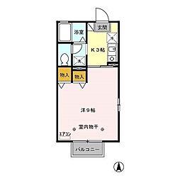 フラワーレジデンスボナールA 1Kの間取図画像