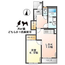 サンライズ2 1LDKの間取図画像