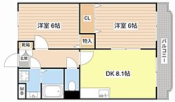Y.M.ソレイユ 2DKの間取図画像