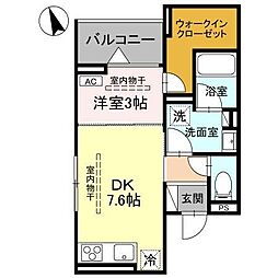 TORISIAS三峯 1DKの間取図画像