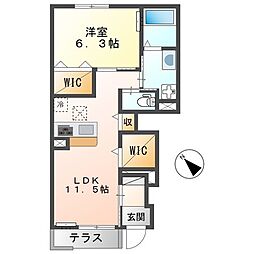 エミアス1 1LDKの間取図画像