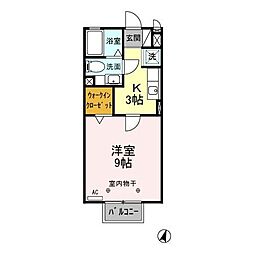 ソレアード・B 1Kの間取図画像