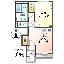 ディアステイ 1DKの間取図画像