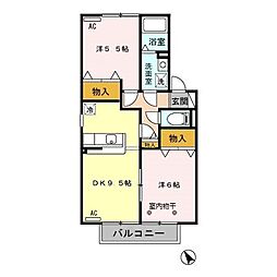 フラワーレジデンス鈴木参番館 2DKの間取図画像