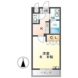 フェアリールージュA 1Kの間取図画像