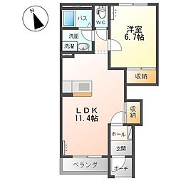 ルピナス彩 1LDKの間取図画像