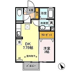 ウィンドワードガーデンズD 1DKの間取図画像