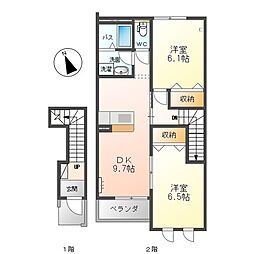 エクセール 2DKの間取図画像