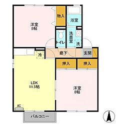 グランオークC 2LDKの間取図画像