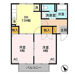 ドリアンコーポ 2DKの間取図画像