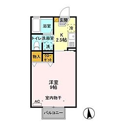 セジュール藤E 1Kの間取図画像