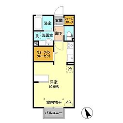 セントラルヴィレッジC ワンルームの間取図画像
