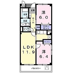 グットヒル 2LDKの間取図画像