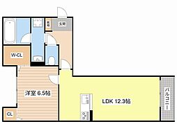 セーヌI 1LDKの間取図画像