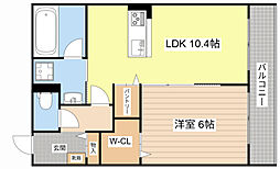 セーヌI 1LDKの間取図画像