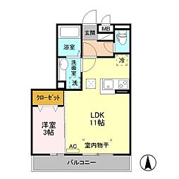 グロース小山 1LDKの間取図画像