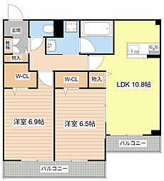 セーヌII 2LDKの間取図画像