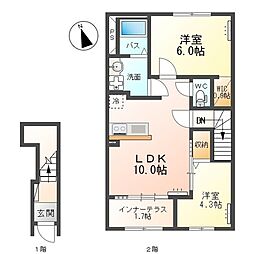 ハレラウレア 2LDKの間取図画像