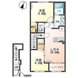 (仮)小山市千駄塚 新築アパート 2LDKの間取図画像