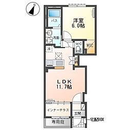 (仮)小山市千駄塚 新築アパート 1LDKの間取図画像