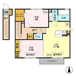 メゾン・フルールB 2LDKの間取図画像