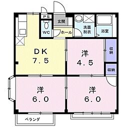 エルディム若月D 3DKの間取図画像