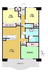 アメニティヒル本厚木 3LDKの間取図画像