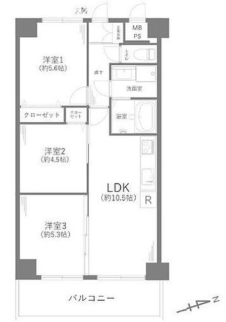 3LDK 間取り