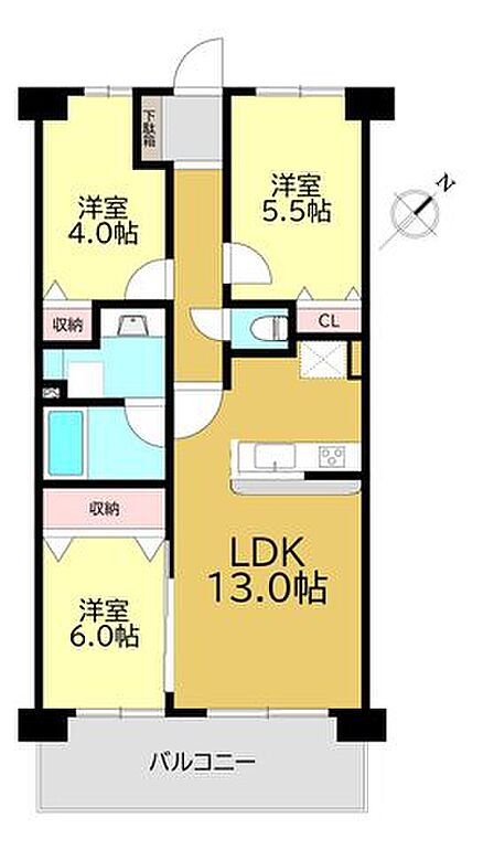 3LDK(63.80m2)バルコニー10.64m2/7階