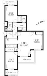 本厚木リバーサイドマンション参番館 3LDKの間取図画像