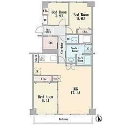 ライオンズマンション宮崎台 3LDKの間取図画像