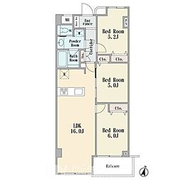 鷺沼ハイライズ 3LDKの間取図画像