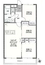 菱興マンション 3LDKの間取図画像