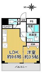 西京極ハイツ 1LDKの間取図画像