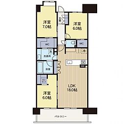 ラムーナ横浜戸塚フォレストリッジA棟 3LDKの間取図画像