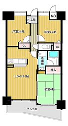 ロイヤルシャトー柏原本郷 3LDKの間取図画像