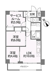 ライオンズステーションプラザ千歳烏山 2SLDKの間取図画像