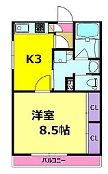 きさらぎビル 1Kの間取図画像