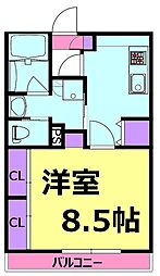 きさらぎビル 1Kの間取図画像