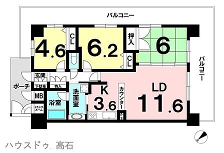 LDK(11.6畳)の隣には、引き戸を開放すれば一体化できる和室6帖を配置。お子様の遊び場や、ゴロゴロ寛ぐスペースとして多目的に活躍します。