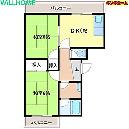 広田マンション 2DKの間取図画像