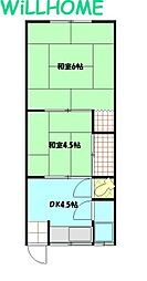 ヴィラさくら 2DKの間取図画像