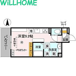 D-Luce寄合町 ワンルームの間取図画像