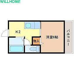 ジョイ・コート木ノ本 1Kの間取図画像